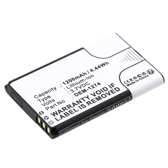 Batteries N Accessories BNA-WB-L19013 Security and Safety Battery - Li-ion, 3.7V, 1200mAh, Ultra High Capacity - Replacement for DEM DEM-1274 Battery