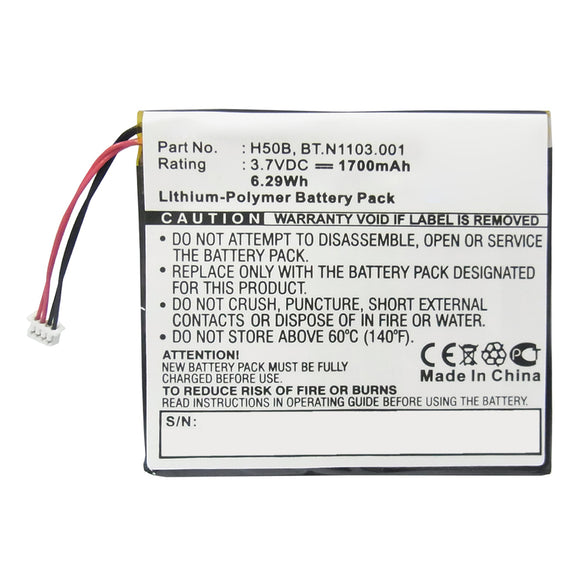 Batteries N Accessories BNA-WB-P16672 PDA Battery - Li-Pol, 3.7V, 1700mAh, Ultra High Capacity - Replacement for Acer H50B Battery