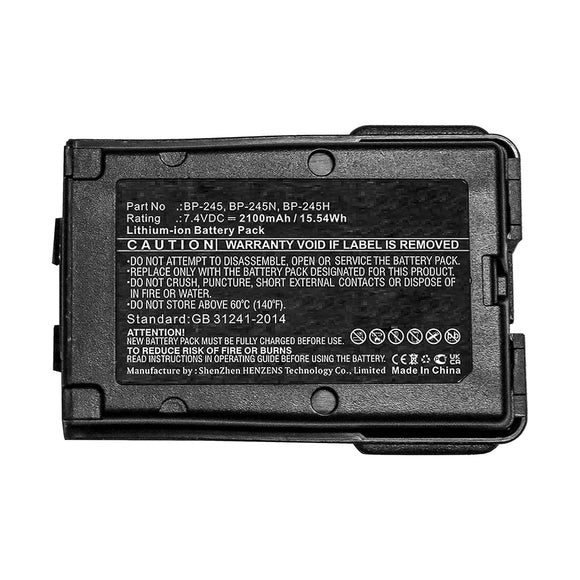 Batteries N Accessories BNA-WB-L12068 2-Way Radio Battery - Li-ion, 7.4V, 2100mAh, Ultra High Capacity - Replacement for Icom BP-245 Battery