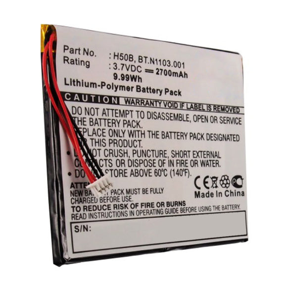 Batteries N Accessories BNA-WB-P16673 PDA Battery - Li-Pol, 3.7V, 2700mAh, Ultra High Capacity - Replacement for Acer H50B Battery