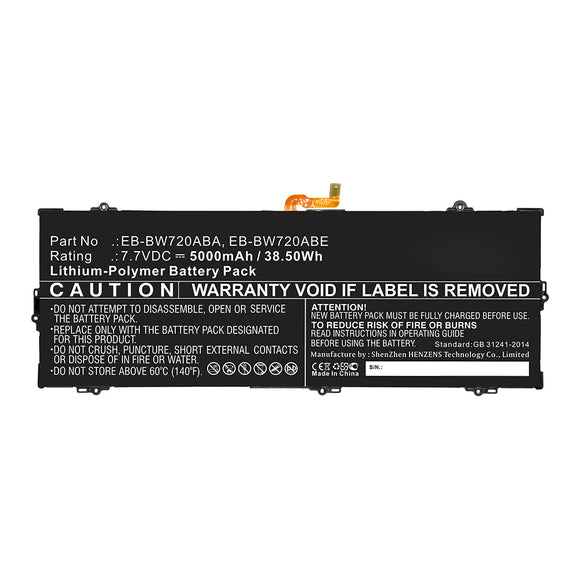 Batteries N Accessories BNA-WB-P13809 Tablet Battery - Li-Pol, 7.7V, 5000mAh, Ultra High Capacity - Replacement for Samsung EB-BW720ABA Battery