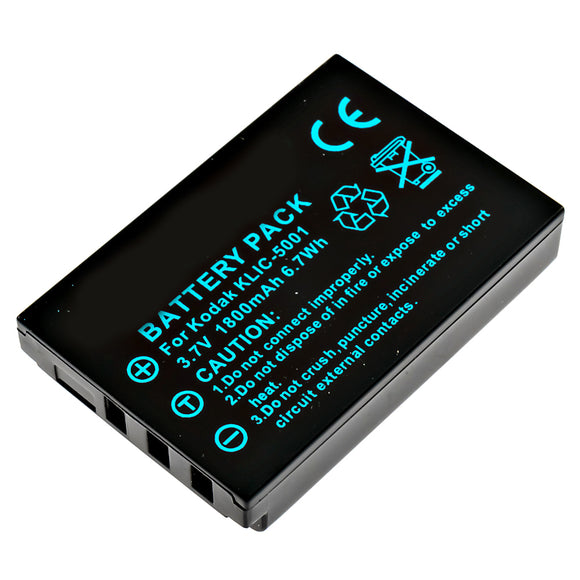 Batteries N Accessories BNA-WB-KLIC5001 Digital Camera Battery - li-ion, 3.7V, 1800 mAh, Ultra High Capacity Battery - Replacement for Kodak KLIC-5001 Battery