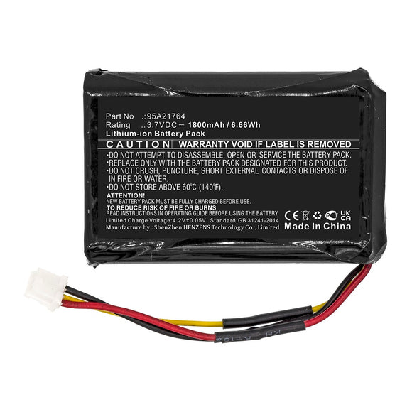 Batteries N Accessories BNA-WB-L12929 Amplifier Battery - Li-ion, 3.7V, 1800mAh, Ultra High Capacity - Replacement for Shure 95A21764 Battery