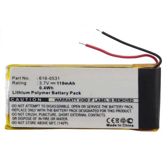 Batteries N Accessories BNA-WB-P6119 Player Battery - Li-Pol, 3.7V, 110 mAh, Ultra High Capacity Battery - Replacement for Apple 616-0531 Battery