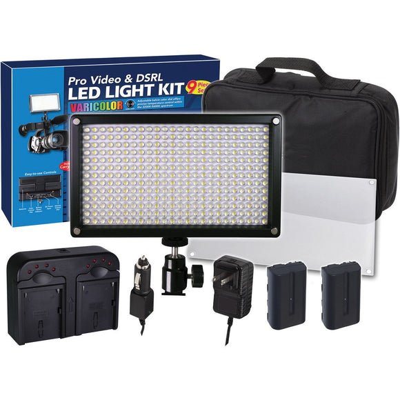 Batteries N Accessories BNA-WB-LED-312 LED-312 9pc VariColor Photo/Video LED Light Kit with 2 Batteries, Charger, Diffuser & Case