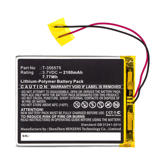 Batteries N Accessories BNA-WB-P15729 E Book E Reader Battery - Li-Pol, 3.7V, 2100mAh, Ultra High Capacity - Replacement for Boyue T-356575 Battery