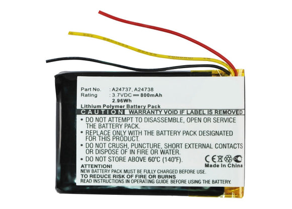 Batteries N Accessories BNA-WB-P8856 Player Battery - Li-Pol, 3.7V, 800mAh, Ultra High Capacity - Replacement for Philips A24737 Battery