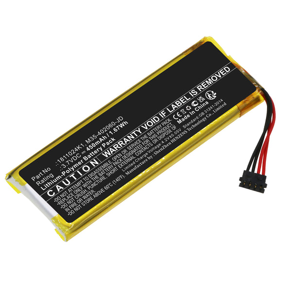 Batteries N Accessories BNA-WB-P18136 Credit Card Reader Battery - Li-Pol, 3.7V, 450mAh, Ultra High Capacity - Replacement for Ingenico 1811024K1 Battery