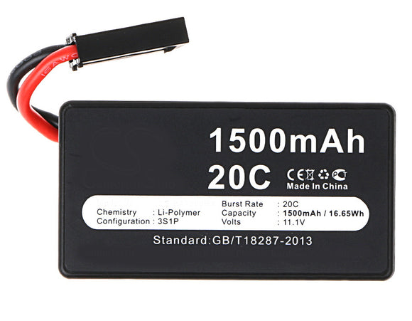 Batteries N Accessories BNA-WB-P7325 RC Hobby Battery - Li-Pol, 11.1V, 1500 mAh, Ultra High Capacity Battery - Replacement for Parrot AR.Drone 1.0 Battery