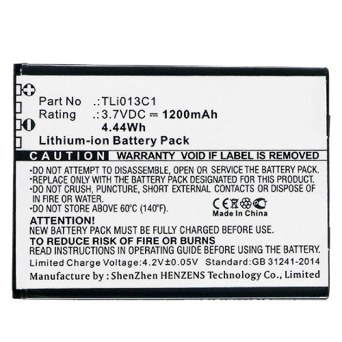 Batteries N Accessories BNA-WB-L8382 Cell Phone Battery - Li-ion, 3.7V, 1200mAh, Ultra High Capacity Battery - Replacement for Alcatel TLi013C1 Battery