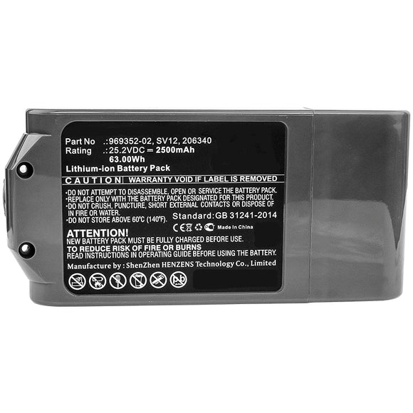 Batteries N Accessories BNA-WB-L8676 Vacuum Cleaners Battery - Li-ion, 25.2V, 2500mAh, Ultra High Capacity Battery - Replacement for Dyson 206340, 969352-02, SV12 Battery