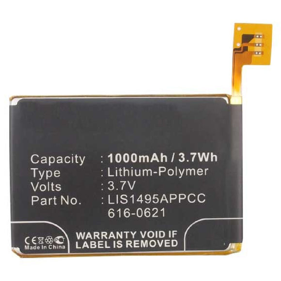 Batteries N Accessories BNA-WB-P6124 Player Battery - Li-Pol, 3.7V, 1000 mAh, Ultra High Capacity Battery - Replacement for Apple 616-0621 Battery