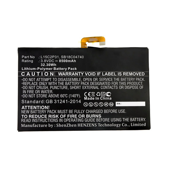 Batteries N Accessories BNA-WB-P12859 Tablet Battery - Li-Pol, 3.8V, 8500mAh, Ultra High Capacity - Replacement for Lenovo L15C2P31 Battery