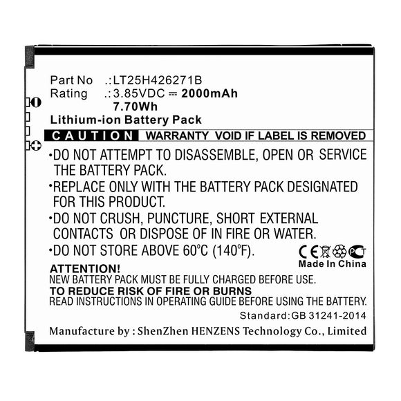 Batteries N Accessories BNA-WB-L12947 Cell Phone Battery - Li-ion, 3.85V, 2000mAh, Ultra High Capacity - Replacement for Blu LT25H426271B Battery