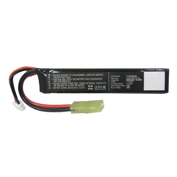 Batteries N Accessories BNA-WB-P12095 Airsoft Battery - Li-Pol, 7.4V, 850mAh, Ultra High Capacity - Replacement for Airsoft Guns LP850S2C013 Battery
