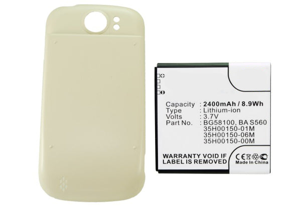 Batteries N Accessories BNA-WB-L8621 PDA Battery - Li-ion, 3.7V, 2400mAh, Ultra High Capacity Battery - Replacement for HTC 35H00150-00M, 35H00150-01M, BA S560, BG58100 Battery