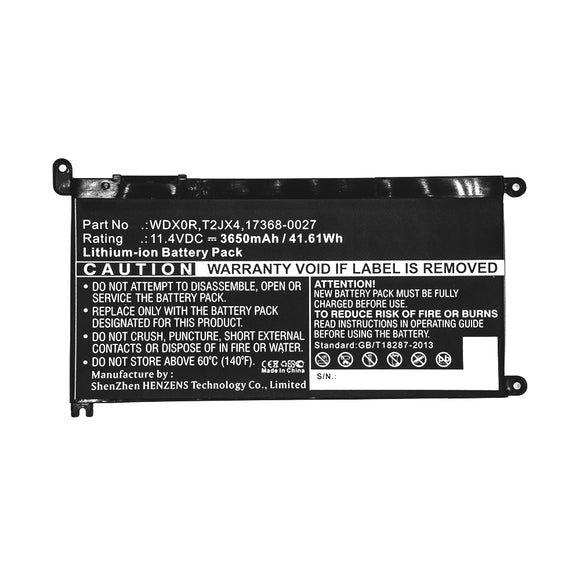 Batteries N Accessories BNA-WB-L10641 Laptop Battery - Li-ion, 11.4V, 3650mAh, Ultra High Capacity - Replacement for Dell WDX0R Battery