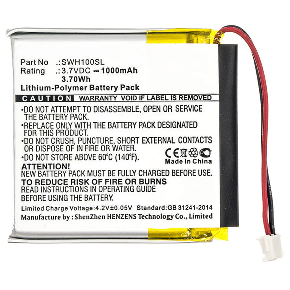 Batteries N Accessories BNA-WB-P8229 Wireless Headset Battery - Li-Pol, 3.7V, 1000mAh, Ultra High Capacity Battery - Replacement for Sony 1588-0911, SM-03, SP 624038 Battery