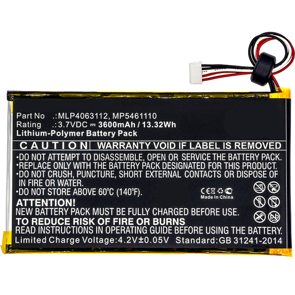 Batteries N Accessories BNA-WB-P8657 Tablets Battery - Li-Pol, 3.7V, 3600mAh, Ultra High Capacity Battery - Replacement for Leapfrog 800-10067, MLP4063112, MP5461110 Battery