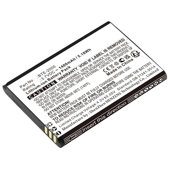 Batteries N Accessories BNA-WB-L18039 Communication Battery - Li-ion, 3.7V, 1400mAh, Ultra High Capacity - Replacement for CAT BTE-2000 Battery