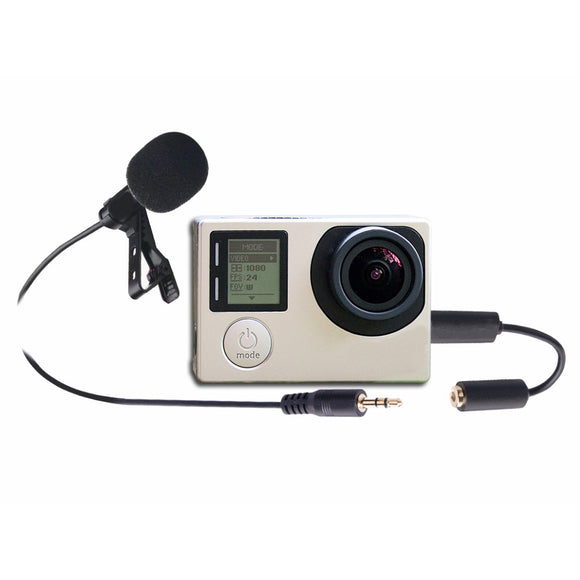 Batteries N Accessories BNA-WB-XM-G Wired Lavalier microphone - 4' Audio Cable - Designed for use with Gopro® Hero4, Hero3+, Hero3 and Hero2 cameras