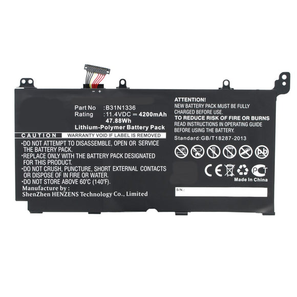Batteries N Accessories BNA-WB-P9565 Laptop Battery - Li-Pol, 11.4V, 4200mAh, Ultra High Capacity - Replacement for Asus B31N1336 Battery