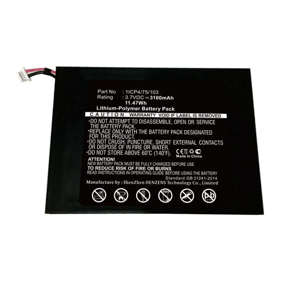 Batteries N Accessories BNA-WB-P16976 E Book E Reader Battery - Li-Pol, 3.7V, 3100mAh, Ultra High Capacity - Replacement for Pocketbook 1ICP4/75/103 Battery