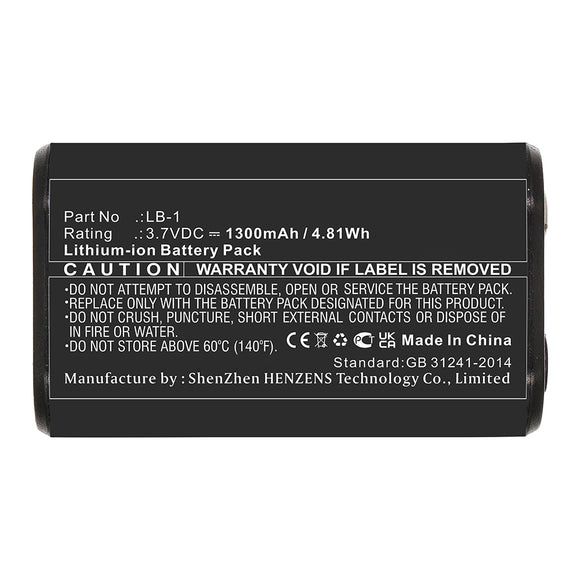 Batteries N Accessories BNA-WB-L17033 Microphone Battery - Li-ion, 3.7V, 1300mAh, Ultra High Capacity - Replacement for Rode LB-1 Battery