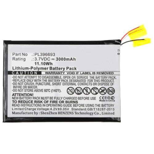 Batteries N Accessories BNA-WB-P8669 Tablets Battery - Li-Pol, 3.7V, 3000mAh, Ultra High Capacity Battery - Replacement for Visual Land PL396693 Battery