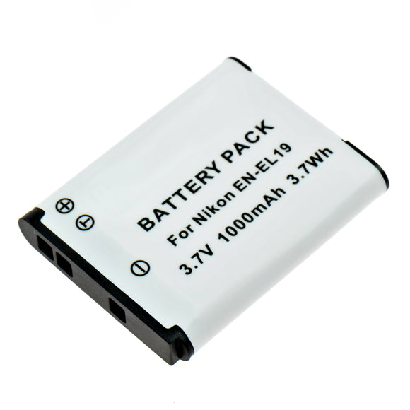 Batteries N Accessories BNA-WB-ENEL19 Digital Camera Battery - Li-Ion, 3.7V, 1000 mAh, Ultra High Capacity Battery - Replacement for Nikon EN-EL19 Battery