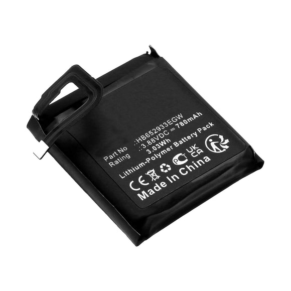 Batteries N Accessories BNA-WB-P20306 Smartwatch Battery - Li-Pol, 3.88V, 780mAh, Ultra High Capacity - Replacement for Huawei HB652933EGW Battery