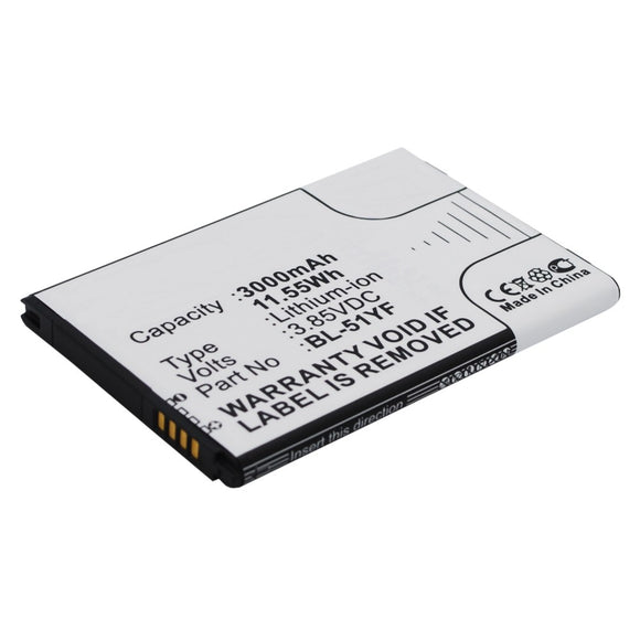 Batteries N Accessories BNA-WB-L9512 Cell Phone Battery - Li-ion, 3.85V, 3000mAh, Ultra High Capacity - Replacement for LG BL-51YF Battery