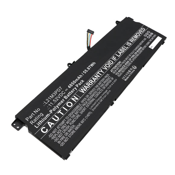 Batteries N Accessories BNA-WB-P19709 Laptop Battery - Li-Pol, 11.52V, 4850mAh, Ultra High Capacity - Replacement for Lenovo L21C3PD7 Battery