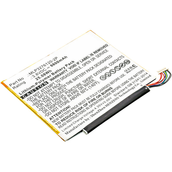 Batteries N Accessories BNA-WB-P5209 Tablets Battery - Li-Pol, 3.8V, 6600 mAh, Ultra High Capacity Battery - Replacement for Verizon MLP3276120-2P Battery