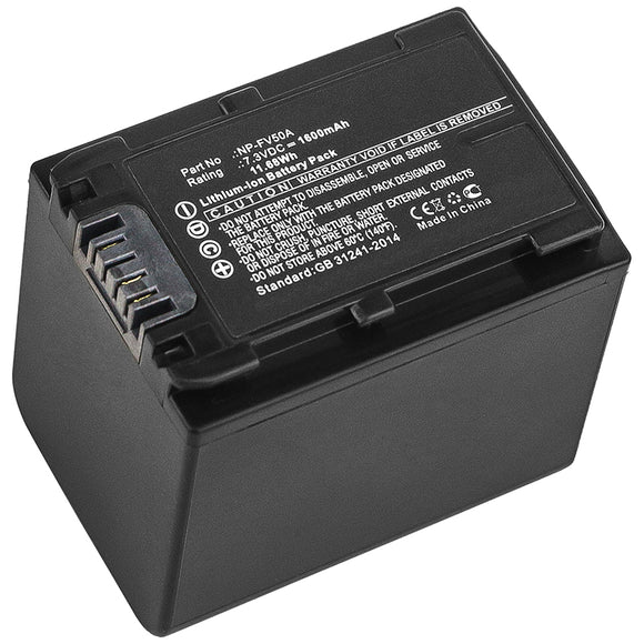 Batteries N Accessories BNA-WB-L9209 Digital Camera Battery - Li-ion, 7.3V, 1600mAh, Ultra High Capacity - Replacement for Sony NP-FV50A Battery