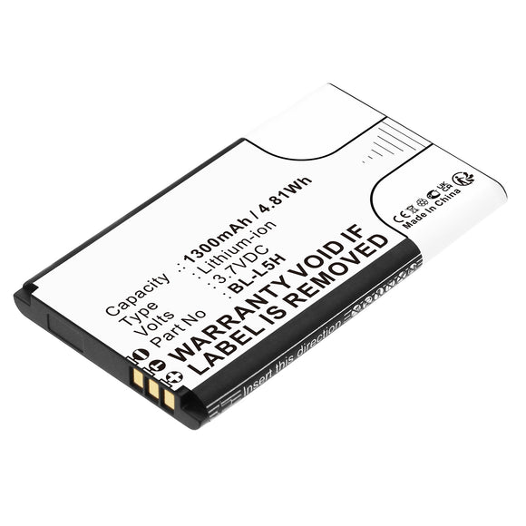 Batteries N Accessories BNA-WB-L19187 Cell Phone Battery - Li-ion, 3.7V, 1300mAh, Ultra High Capacity - Replacement for Nokia BL-L5H Battery