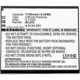 Batteries N Accessories BNA-WB-P8325 Cell Phone Battery - Li-Pol, 3.7V, 1700mAh, Ultra High Capacity Battery - Replacement for Lenovo BL253 Battery