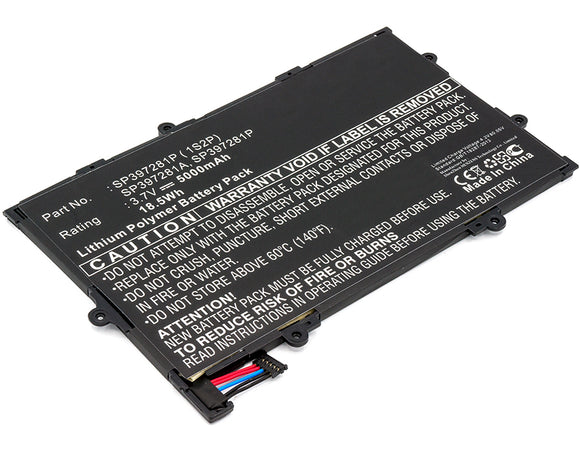 Batteries N Accessories BNA-WB-P5225 Tablets Battery - Li-Pol, 3.7, 5000mAh, Ultra High Capacity Battery - Replacement for Samsung SP397281A, SP397281P, SP397281P ( 1S2P) Battery