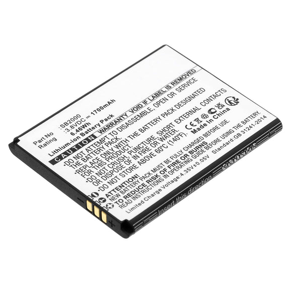 Batteries N Accessories BNA-WB-L19188 Cell Phone Battery - Li-ion, 3.8V, 1700mAh, Ultra High Capacity - Replacement for Schok SB2000 Battery