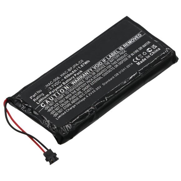 Batteries N Accessories BNA-WB-P7233 Game Console Battery - Li-Pol, 3.7V, 450 mAh, Ultra High Capacity Battery - Replacement for Nintendo HAC-006 Battery