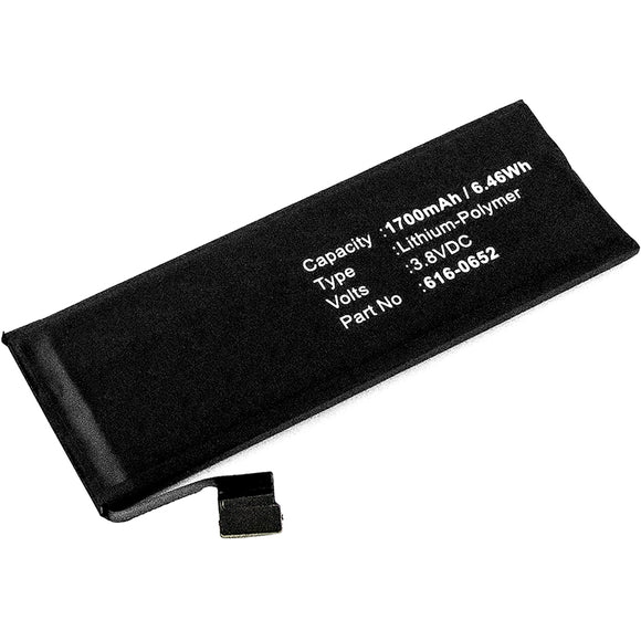 Batteries N Accessories BNA-WB-BLP-1279-1.6 Cell Phone Battery - Li-Pol, 3.8V, 1570 mAh, Ultra High Capacity Battery - Replacement for Apple iPhone 5S Battery