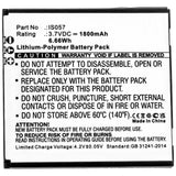 Batteries N Accessories BNA-WB-P14935 Credit Card Reader Battery - Li-Pol, 3.7V, 1800mAh, Ultra High Capacity - Replacement for Pax IS057 Battery