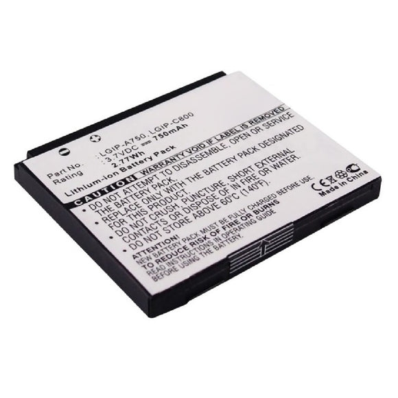 Batteries N Accessories BNA-WB-L12307 Cell Phone Battery - Li-ion, 3.7V, 750mAh, Ultra High Capacity - Replacement for LG LGIP-A750 Battery