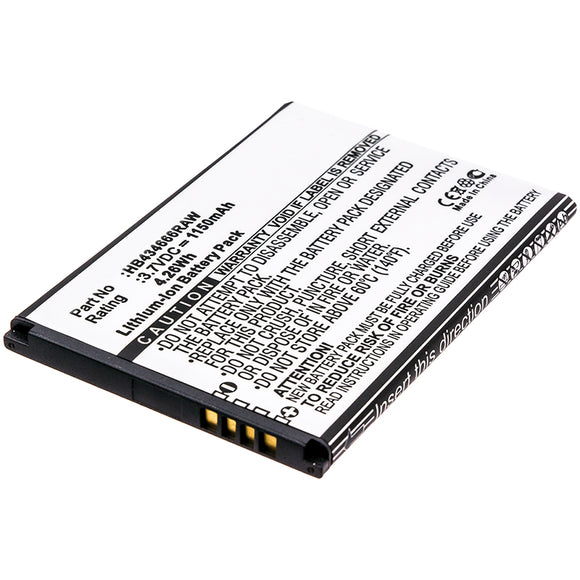 Batteries N Accessories BNA-WB-L9315 Wifi Hotspot Battery - Li-ion, 3.7V, 1150mAh, Ultra High Capacity - Replacement for Huawei HB434666RAW Battery