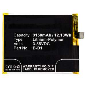 Batteries N Accessories BNA-WB-P9929 Cell Phone Battery - Li-Pol, 3.85V, 3150mAh, Ultra High Capacity - Replacement for BBK B-D1 Battery