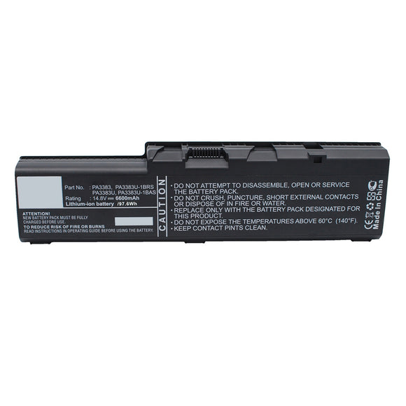 Batteries N Accessories BNA-WB-L13528 Laptop Battery - Li-ion, 14.8V, 6600mAh, Ultra High Capacity - Replacement for Toshiba PA3383U-1BAS Battery