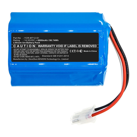 Batteries N Accessories BNA-WB-L14337 Vacuum Cleaner Battery - Li-ion, 14.52V, 6800mAh, Ultra High Capacity - Replacement for iCLEBO YCR-M07-20W Battery