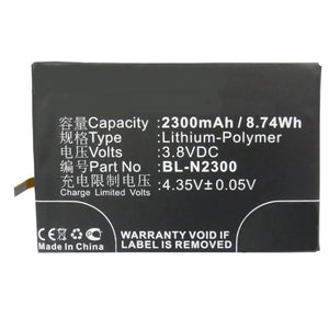 Batteries N Accessories BNA-WB-P3185 Cell Phone Battery - Li-Pol, 3.8V, 2300 mAh, Ultra High Capacity Battery - Replacement for Blu BL-N2300 Battery