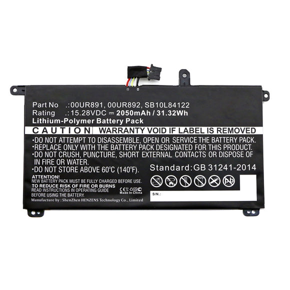 Batteries N Accessories BNA-WB-P12641 Laptop Battery - Li-Pol, 15.28V, 2050mAh, Ultra High Capacity - Replacement for Lenovo SB10L84122 Battery