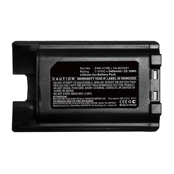 Batteries N Accessories BNA-WB-L13909 2-Way Radio Battery - Li-ion, 7.4V, 3400mAh, Ultra High Capacity - Replacement for Vertex FNB-V128Li Battery